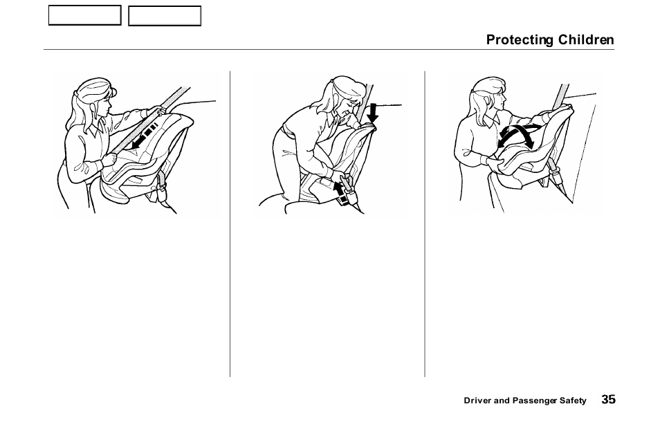 Protecting children | HONDA 2000 Prelude - Owner's Manual User Manual | Page 38 / 293