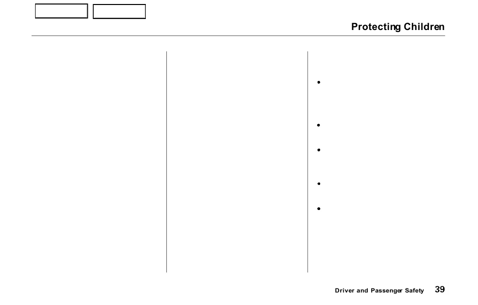 Protecting children | HONDA 2000 Prelude - Owner's Manual User Manual | Page 42 / 293