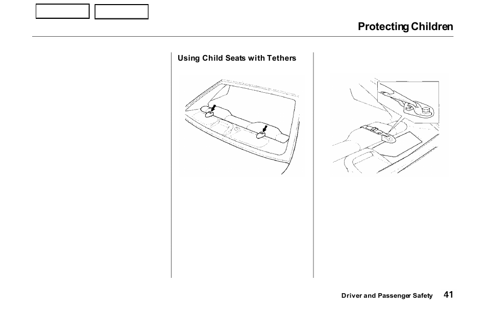 Protecting children | HONDA 2000 Prelude - Owner's Manual User Manual | Page 44 / 293