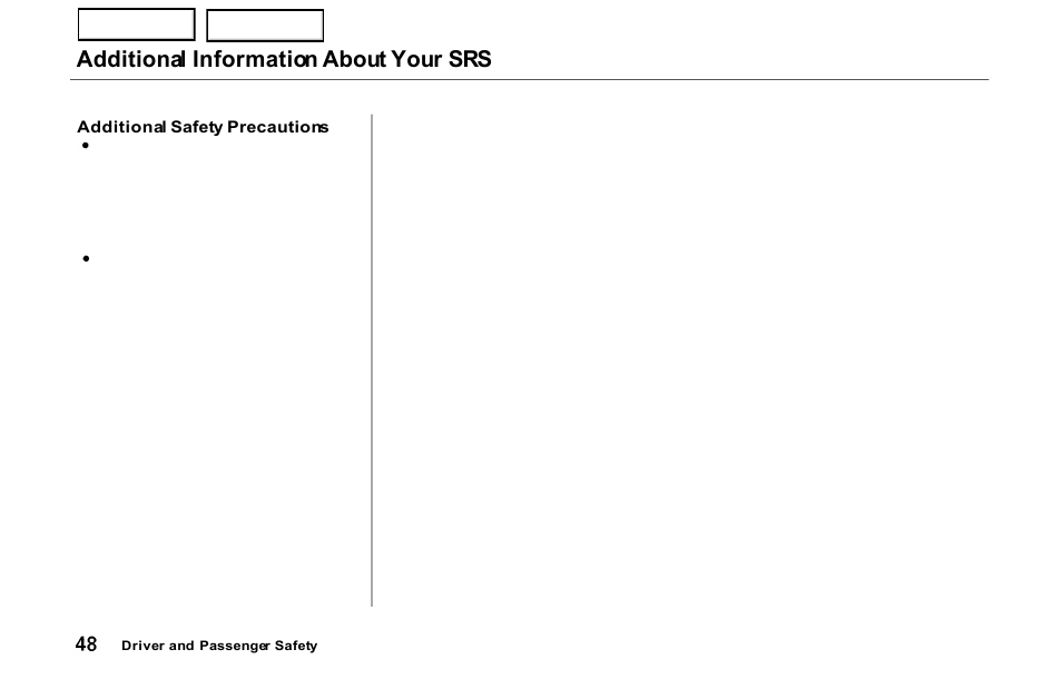 Additional information about your srs | HONDA 2000 Prelude - Owner's Manual User Manual | Page 51 / 293