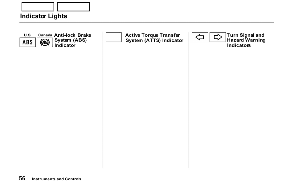 Indicator lights | HONDA 2000 Prelude - Owner's Manual User Manual | Page 59 / 293