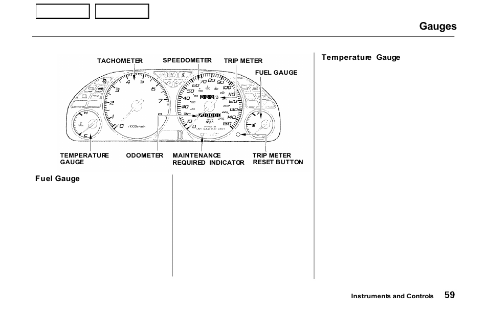 Gauges | HONDA 2000 Prelude - Owner's Manual User Manual | Page 62 / 293