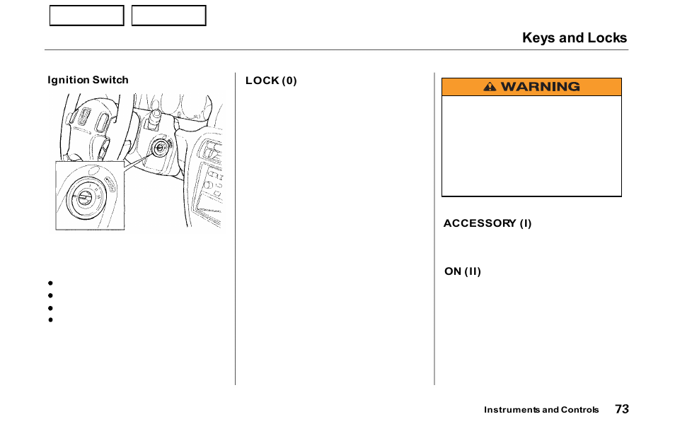 Keys and locks | HONDA 2000 Prelude - Owner's Manual User Manual | Page 76 / 293