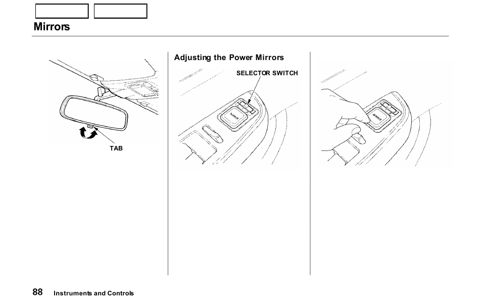 Mirrors | HONDA 2000 Prelude - Owner's Manual User Manual | Page 91 / 293