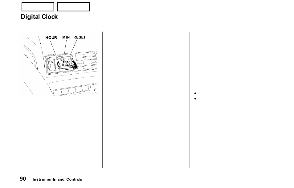 Digital clock | HONDA 2000 Prelude - Owner's Manual User Manual | Page 93 / 293