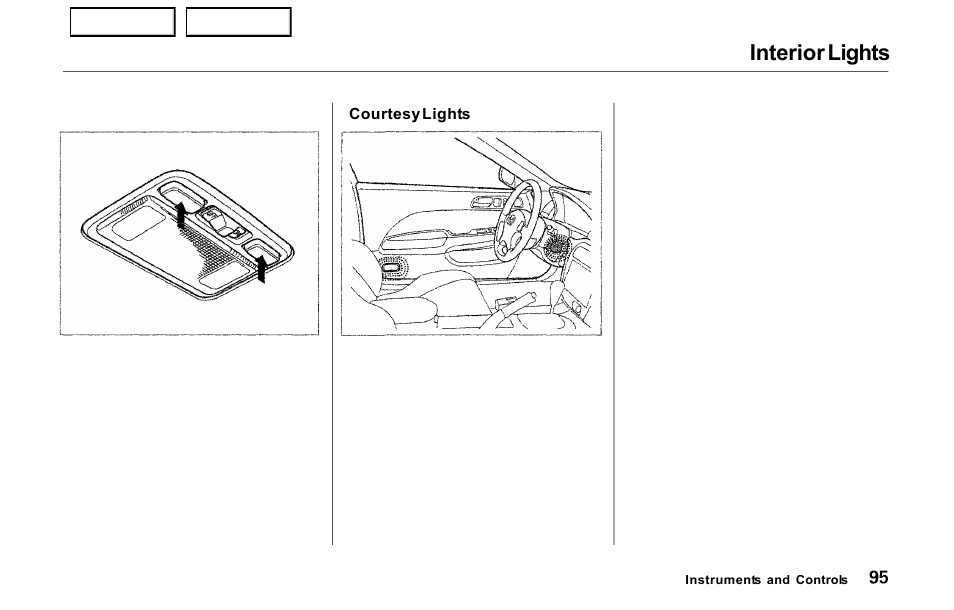 Interior lights | HONDA 2000 Prelude - Owner's Manual User Manual | Page 98 / 293