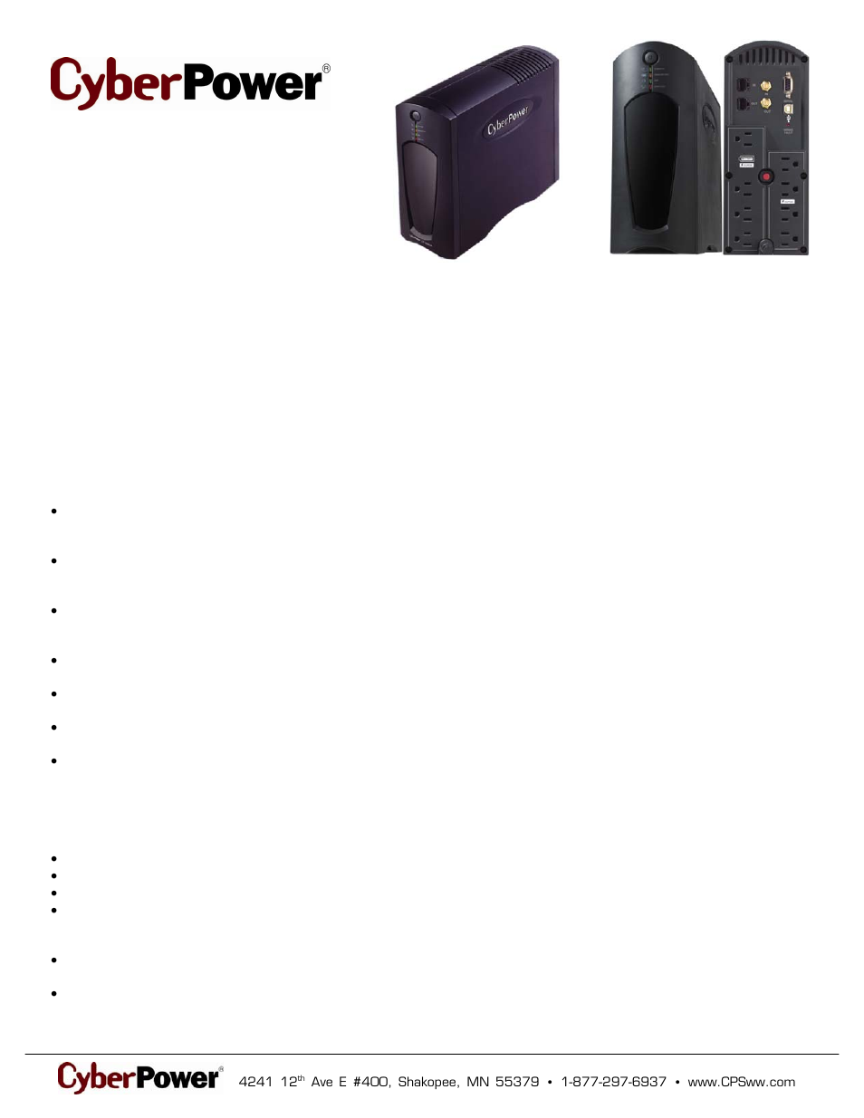 CyberPower Systems CP1200AVR User Manual | 2 pages