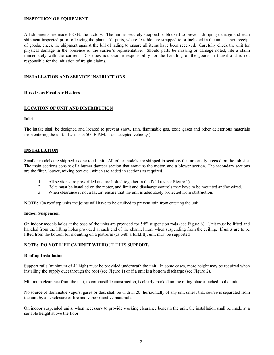 Inspection of equipment, Installation | I.C.E. 3 OSDs User Manual | Page 3 / 26