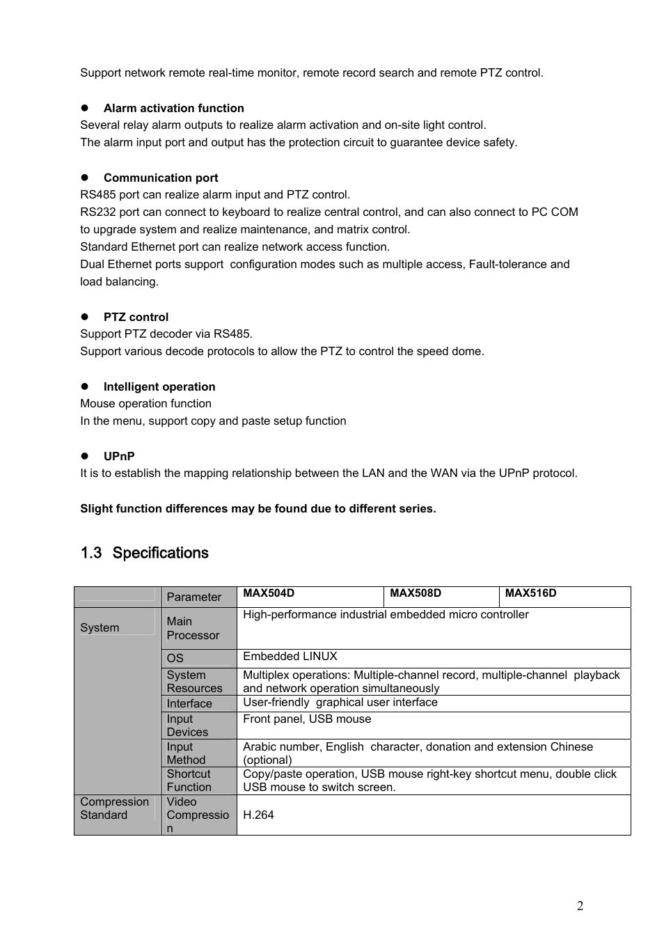 3 specifications | IC Realtime Max Series: 4/8/16 Channel D1 1.5U Standalone DVR User Manual | Page 12 / 197