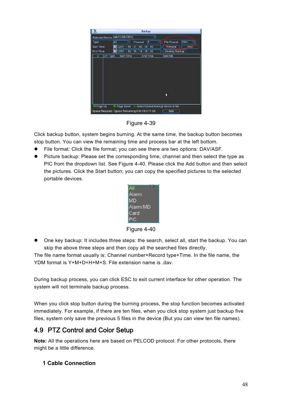 9 ptz control and color setup | IC Realtime Max Series: 4/8/16 Channel D1 1.5U Standalone DVR User Manual | Page 58 / 197