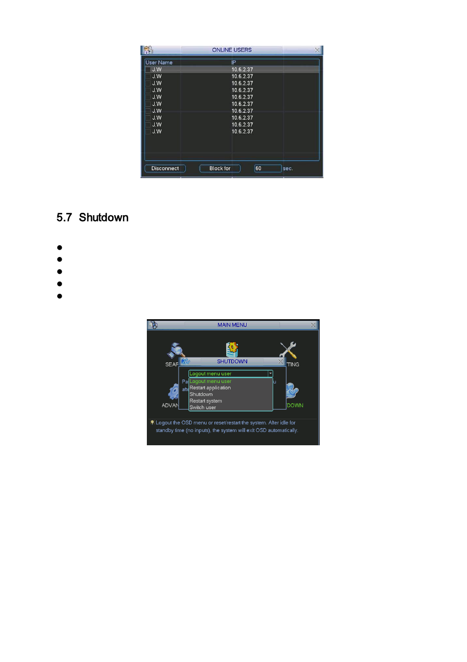 Shutdown | IC Realtime Flex Series: 32-CH High Performance H.264E 2U DVR User Manual | Page 105 / 180