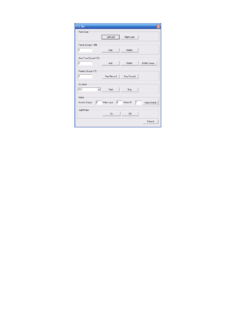 38h4, Figure 7-12, 4 auto scan | 6 preset, 7 auto tour, 8 assistant, 9 matrix, Output switch, 10 light and wiper, Figure 7-13 | IC Realtime Flex Series: 32-CH High Performance H.264E 2U DVR User Manual | Page 118 / 180