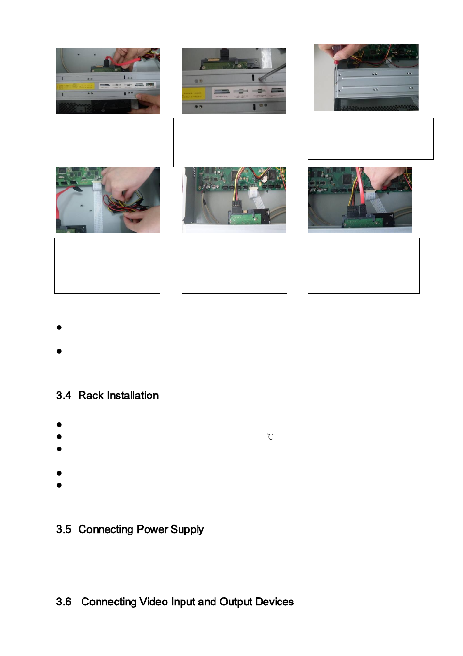 Rack installation, Connecting power supply, Connecting video input and output devices | 4 rack installation, 5 connecting power supply, 6 connecting video input and output devices | IC Realtime Flex Series: 32-CH High Performance H.264E 2U DVR User Manual | Page 31 / 180