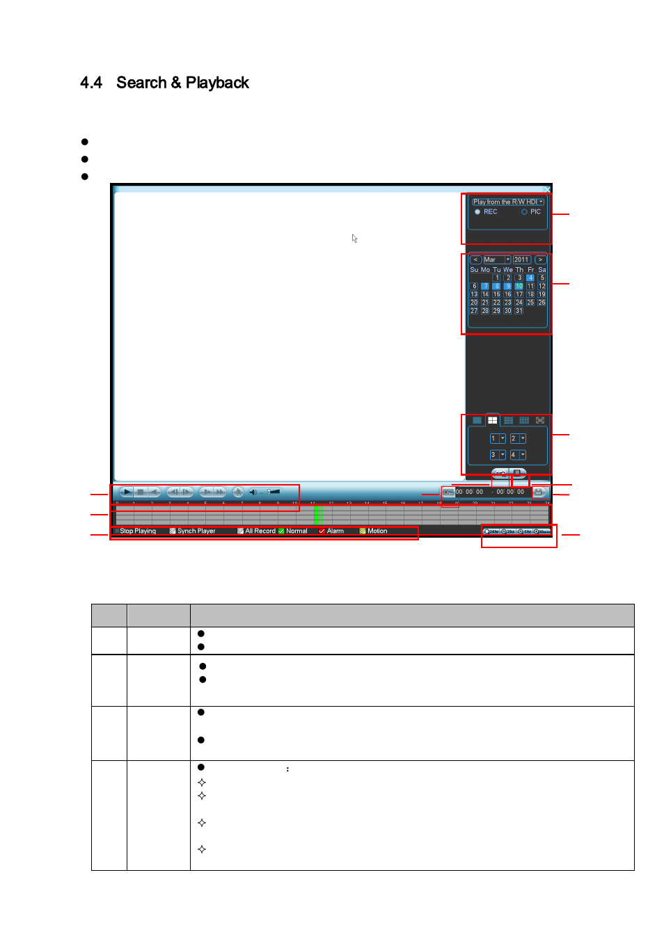 Search & playback, 4 search & playback | IC Realtime Flex Series: 32-CH High Performance H.264E 2U DVR User Manual | Page 43 / 180