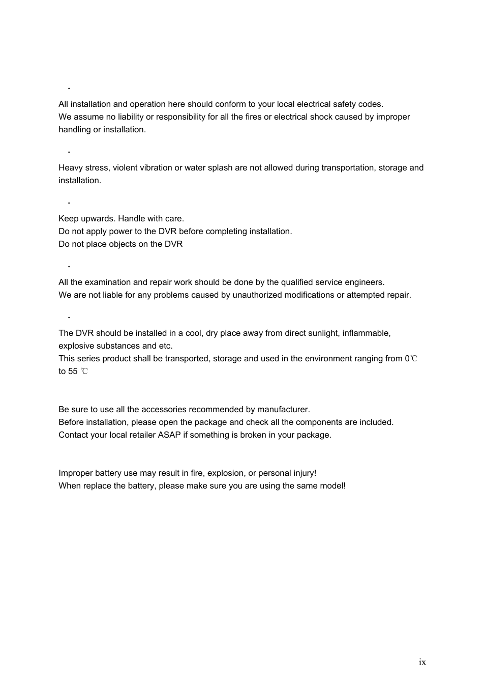 Important safeguards and warnings | IC Realtime Flex Series: 64 Channel 2CIF 3U Standalone DVR User Manual | Page 10 / 185