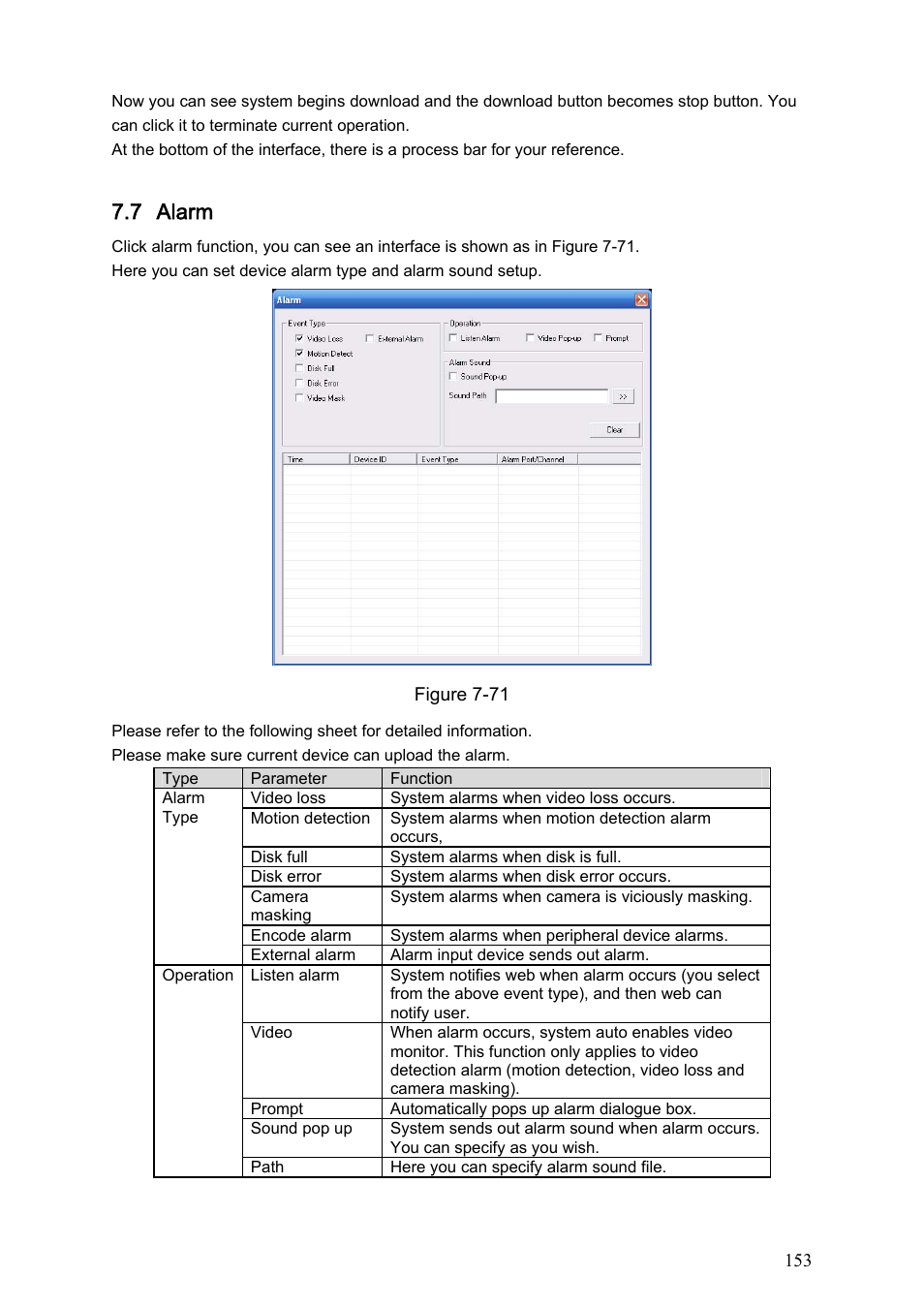 7 alarm | IC Realtime Flex Series: 64 Channel 2CIF 3U Standalone DVR User Manual | Page 163 / 185
