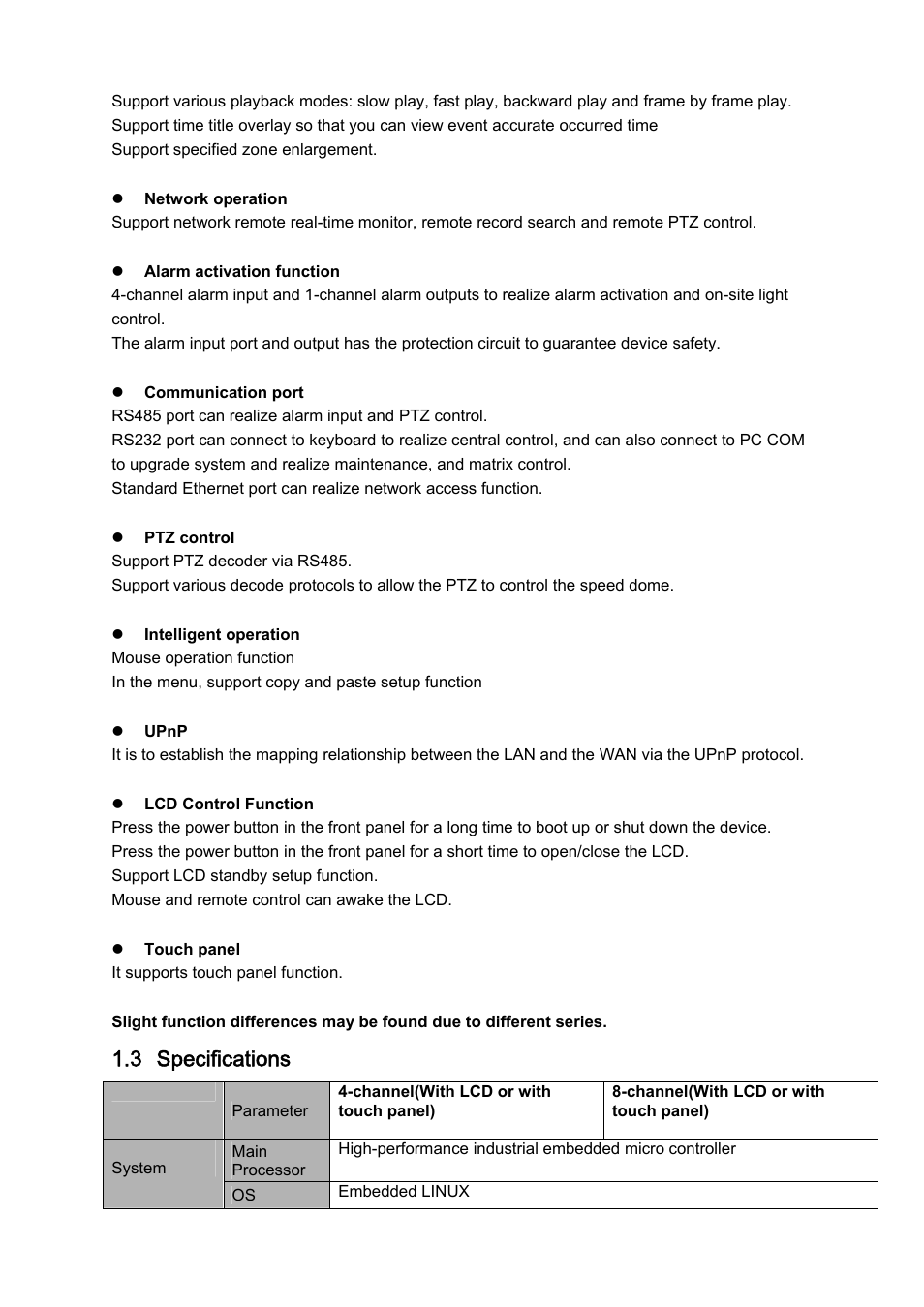 3 specifications | IC Realtime Combo Series: 8 Channel DVR with built-in 10 LCD monitor User Manual | Page 11 / 153