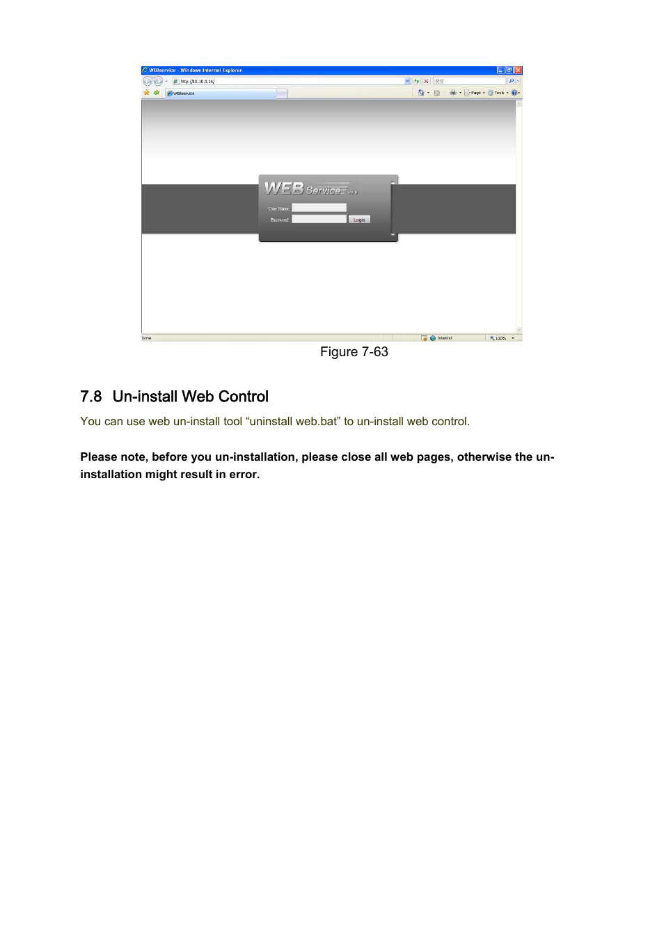8 un-install web control | IC Realtime Combo Series: 8 Channel DVR with built-in 10 LCD monitor User Manual | Page 133 / 153