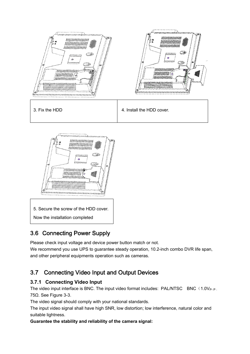 6 connecting power supply, 7 connecting video input and output devices | IC Realtime Combo Series: 8 Channel DVR with built-in 10 LCD monitor User Manual | Page 24 / 153