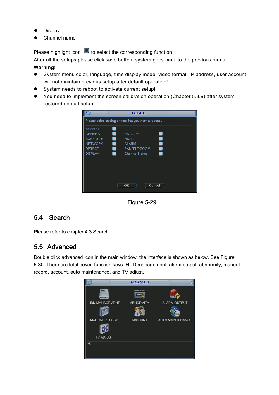 4 search, 5 advanced | IC Realtime Combo Series: 8 Channel DVR with built-in 10 LCD monitor User Manual | Page 73 / 153