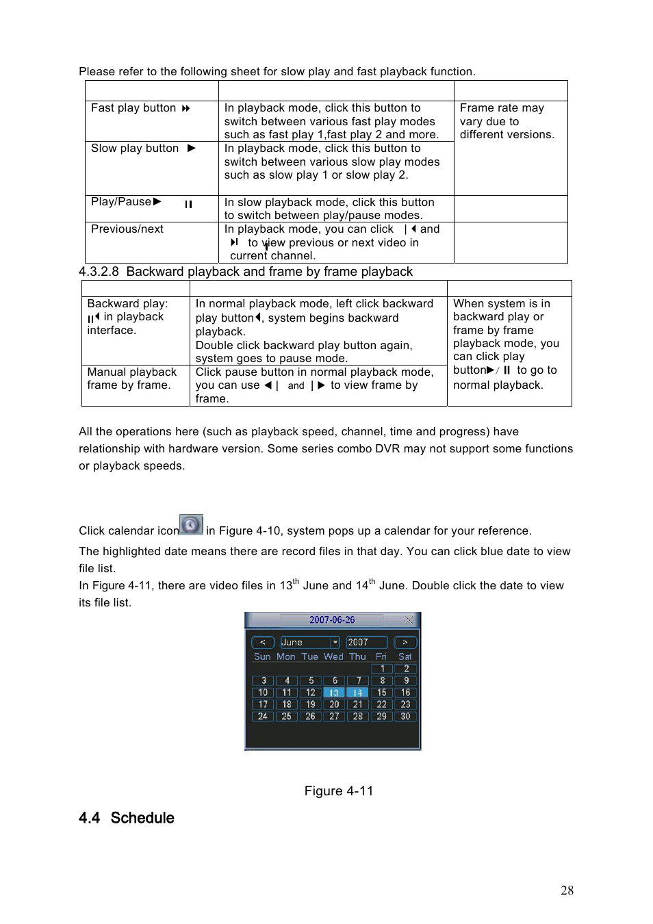 4 schedule | IC Realtime Combo Series: 8 Channel DVR with built-in 19 LCD monitor User Manual | Page 37 / 141
