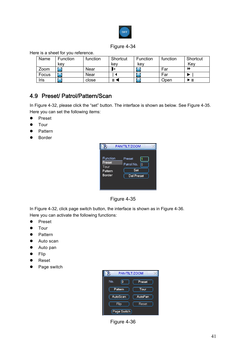 9 preset/ patrol/pattern/scan | IC Realtime Combo Series: 8 Channel DVR with built-in 19 LCD monitor User Manual | Page 50 / 141