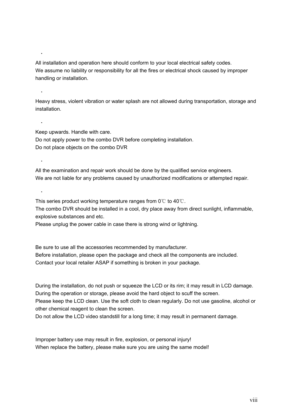 Important safeguards and warnings | IC Realtime Combo Series: 8 Channel DVR with built-in 19 LCD monitor User Manual | Page 9 / 141