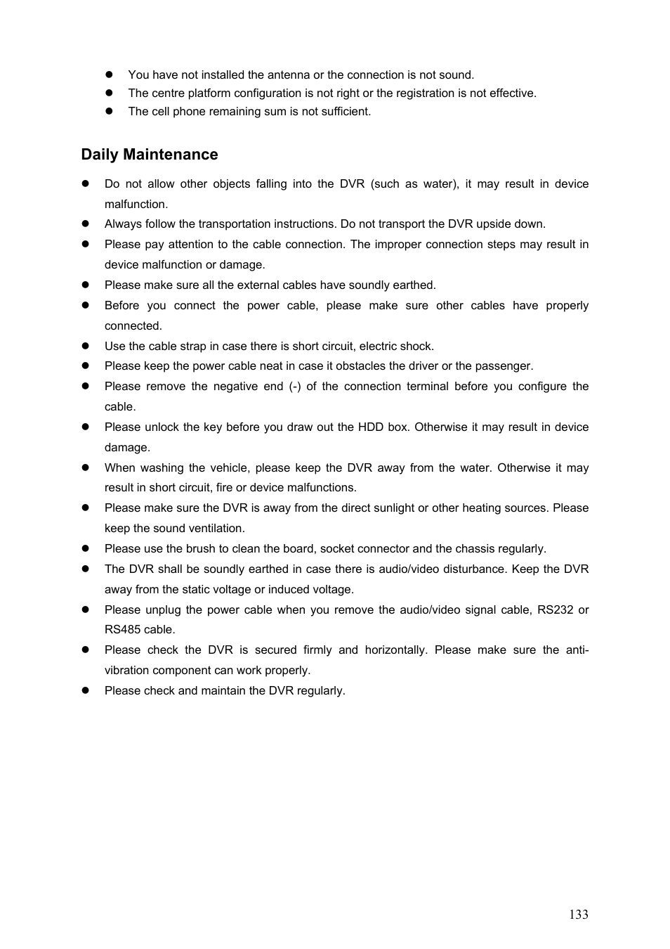 Daily maintenance | IC Realtime Specialty: 4-CH Mobile DVR User Manual | Page 133 / 137