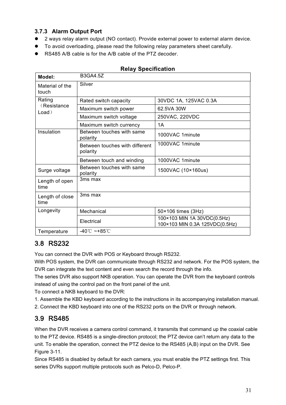 8 rs232, 9 rs485 | IC Realtime Specialty: 4-CH Mobile DVR User Manual | Page 31 / 137