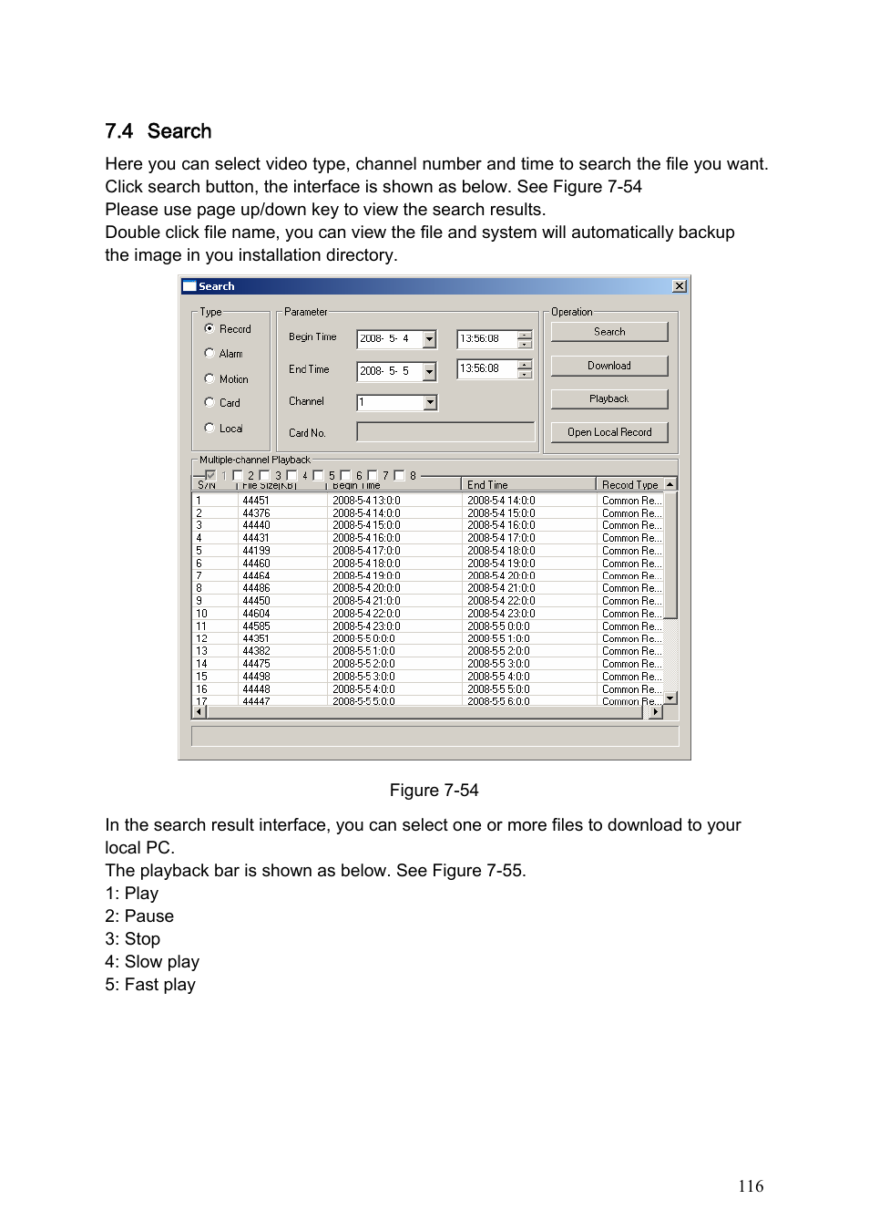 4 search, Search | IC Realtime Specialty: 4-CH H.264E CUBE REAL-TIME DVR with BUILT-IN 5.6 LCD User Manual | Page 116 / 134