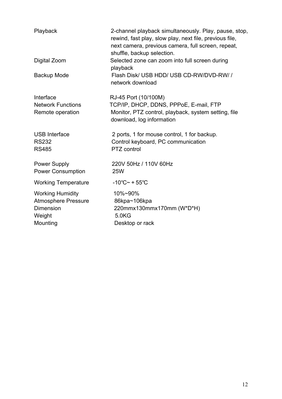 IC Realtime Specialty: 4-CH H.264E CUBE REAL-TIME DVR with BUILT-IN 5.6 LCD User Manual | Page 12 / 134