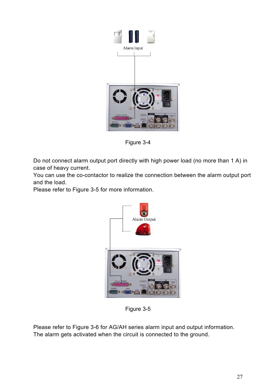 4 alarm output, 5 alarm input and output details, Alarm output | Alarm input and output details | IC Realtime Specialty: 4-CH H.264E CUBE REAL-TIME DVR with BUILT-IN 5.6 LCD User Manual | Page 27 / 134