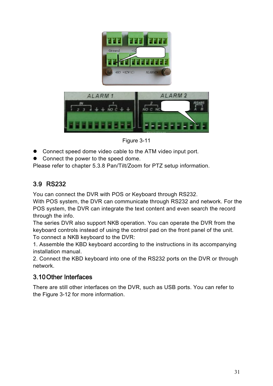 9 rs232, 10 other interfaces, Rs232 | Other interfaces | IC Realtime Specialty: 4-CH H.264E CUBE REAL-TIME DVR with BUILT-IN 5.6 LCD User Manual | Page 31 / 134