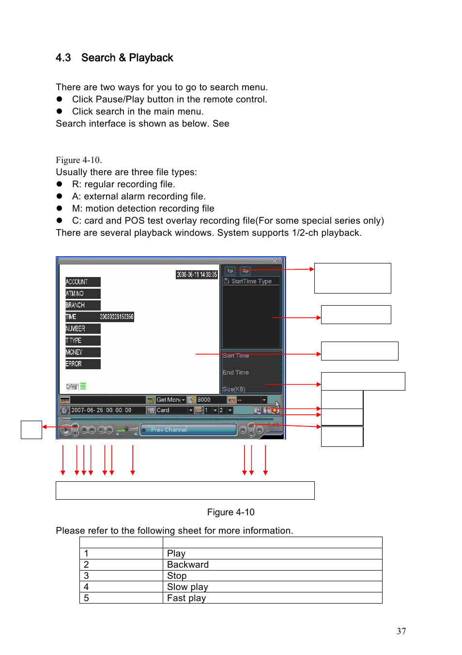 3 search & playback, 1 search menu, Search & playback | Search menu | IC Realtime Specialty: 4-CH H.264E CUBE REAL-TIME DVR with BUILT-IN 5.6 LCD User Manual | Page 37 / 134