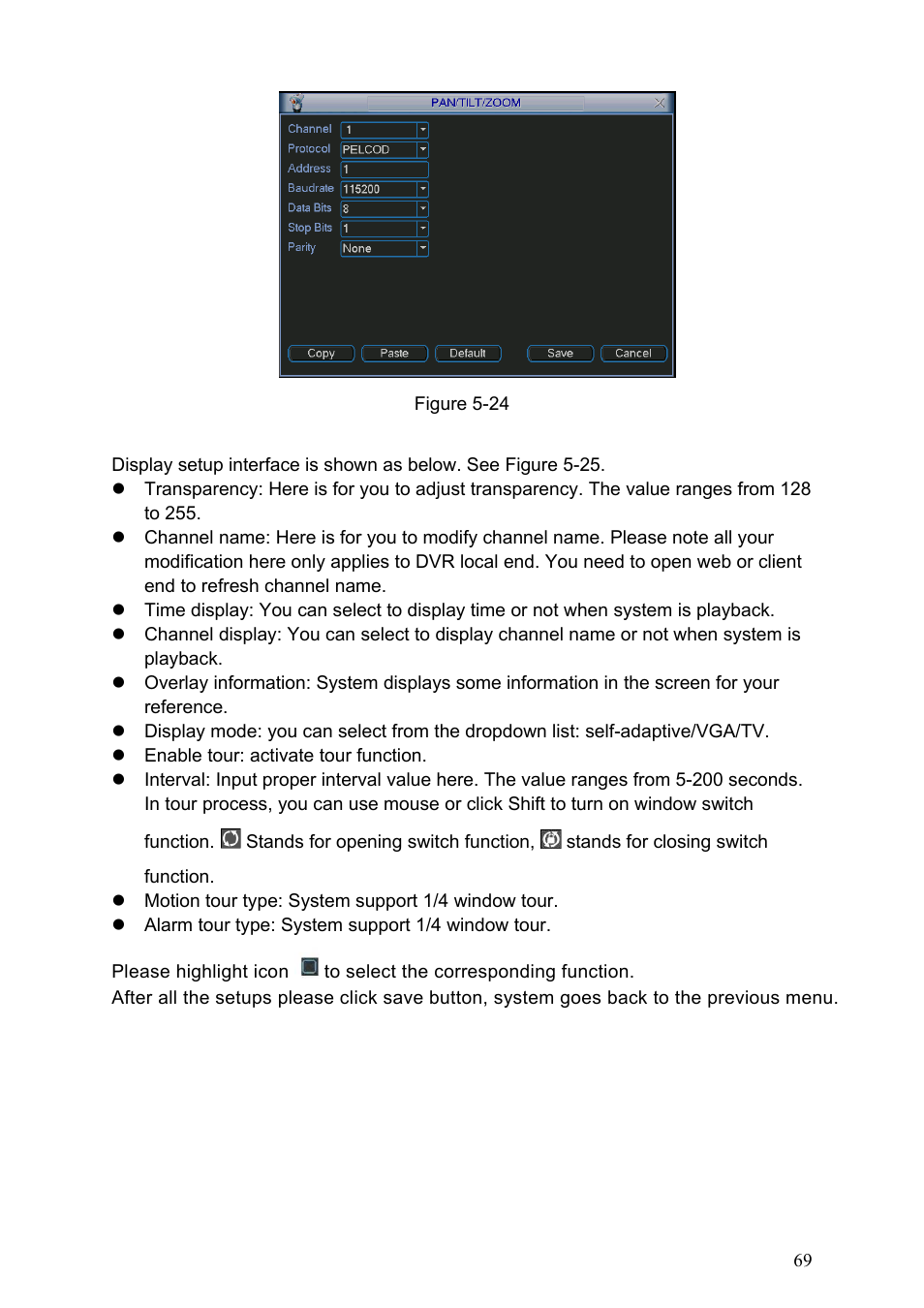 9 display, Display | IC Realtime Specialty: 4-CH H.264E CUBE REAL-TIME DVR with BUILT-IN 5.6 LCD User Manual | Page 69 / 134