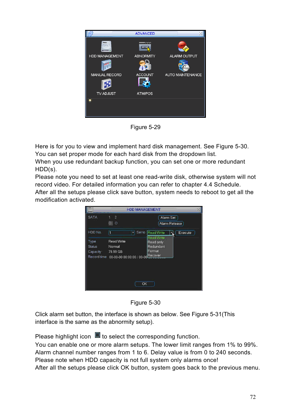 1 hdd management, Hdd management | IC Realtime Specialty: 4-CH H.264E CUBE REAL-TIME DVR with BUILT-IN 5.6 LCD User Manual | Page 72 / 134