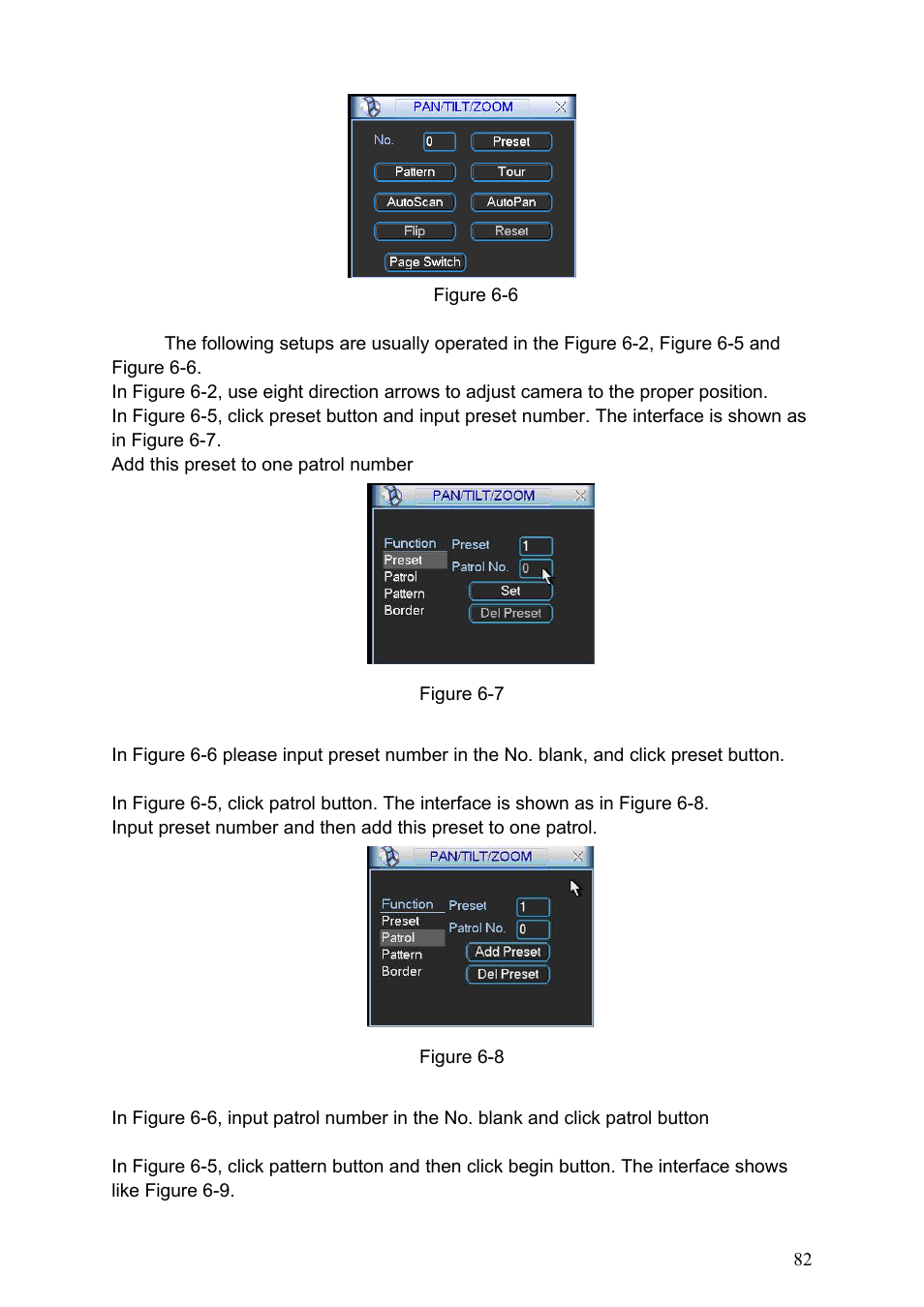 1 preset setup, 2 activate preset, 3 patrol setup | 4 activate patrol, 5 pattern setup, Preset setup, Activate preset, Patrol setup, Activate patrol, Pattern setup | IC Realtime Specialty: 4-CH H.264E CUBE REAL-TIME DVR with BUILT-IN 5.6 LCD User Manual | Page 82 / 134
