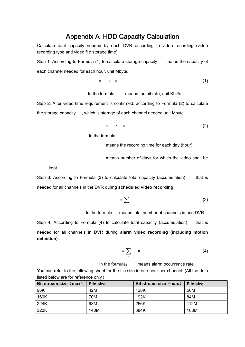 Appendix a hdd capacity calculation | IC Realtime H.264E Hybrid DVRs 4/8/16-CH Analog + 4/8/16-CH IP User Manual | Page 157 / 174