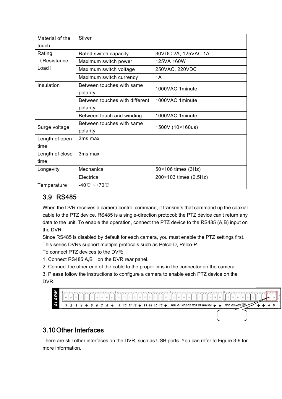 9 rs485, 10 other interfaces | IC Realtime H.264E Hybrid DVRs 4/8/16-CH Analog + 4/8/16-CH IP User Manual | Page 33 / 174