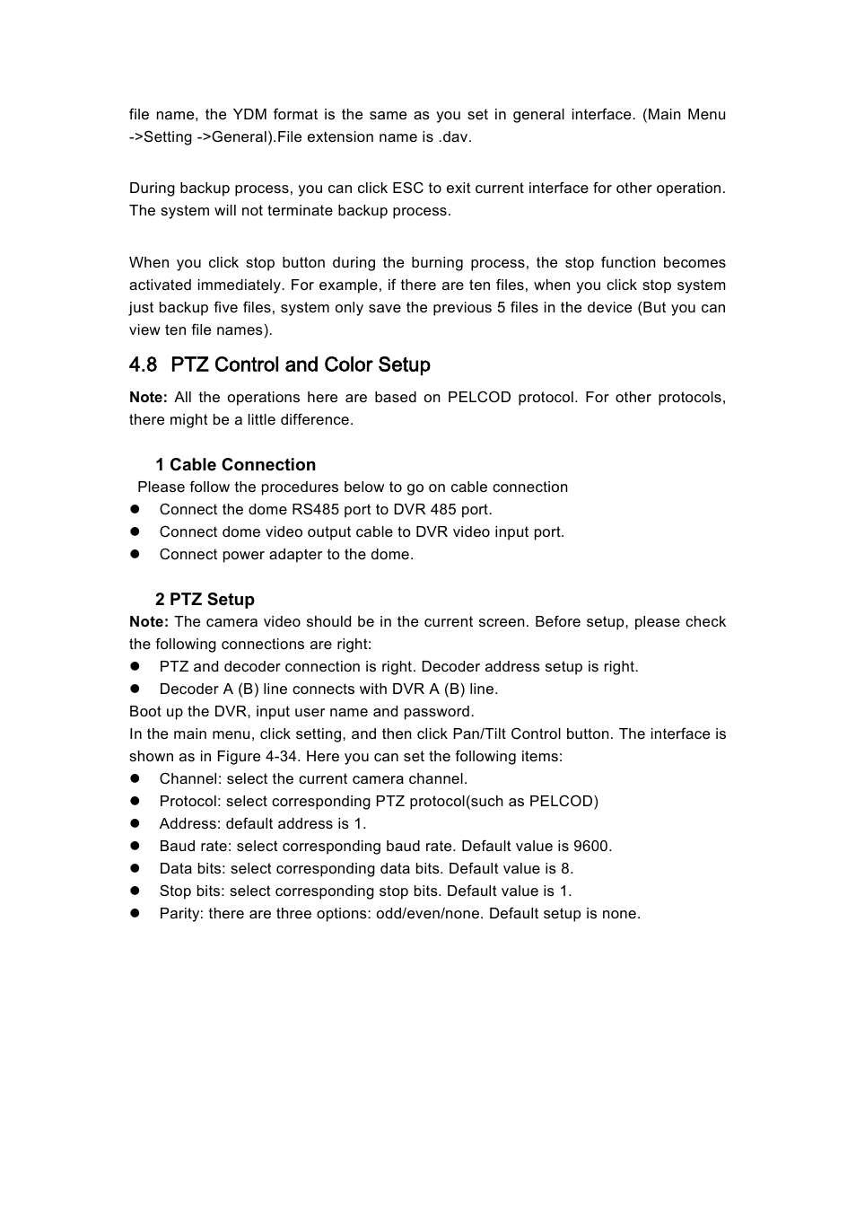 8 ptz control and color setup | IC Realtime H.264E Hybrid DVRs 4/8/16-CH Analog + 4/8/16-CH IP User Manual | Page 56 / 174