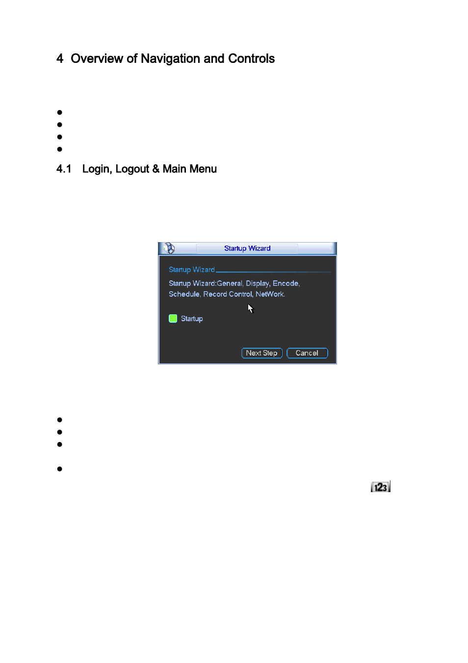 Overview of navigation and controls, Login, logout & main menu, Login | 4 overview of navigation and controls, 1 login, logout & main menu | IC Realtime 4/8 All Channel 720P Mini 1U HD-AVS DVR User Manual | Page 24 / 173