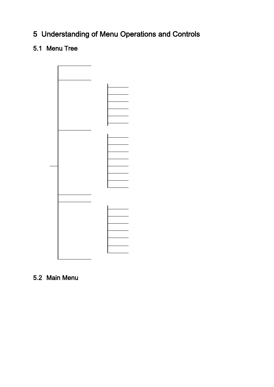 Understanding of menu operations and controls, Menu tree, Main menu | 5 understanding of menu operations and controls | IC Realtime 4/8 All Channel 720P Mini 1U HD-AVS DVR User Manual | Page 52 / 173