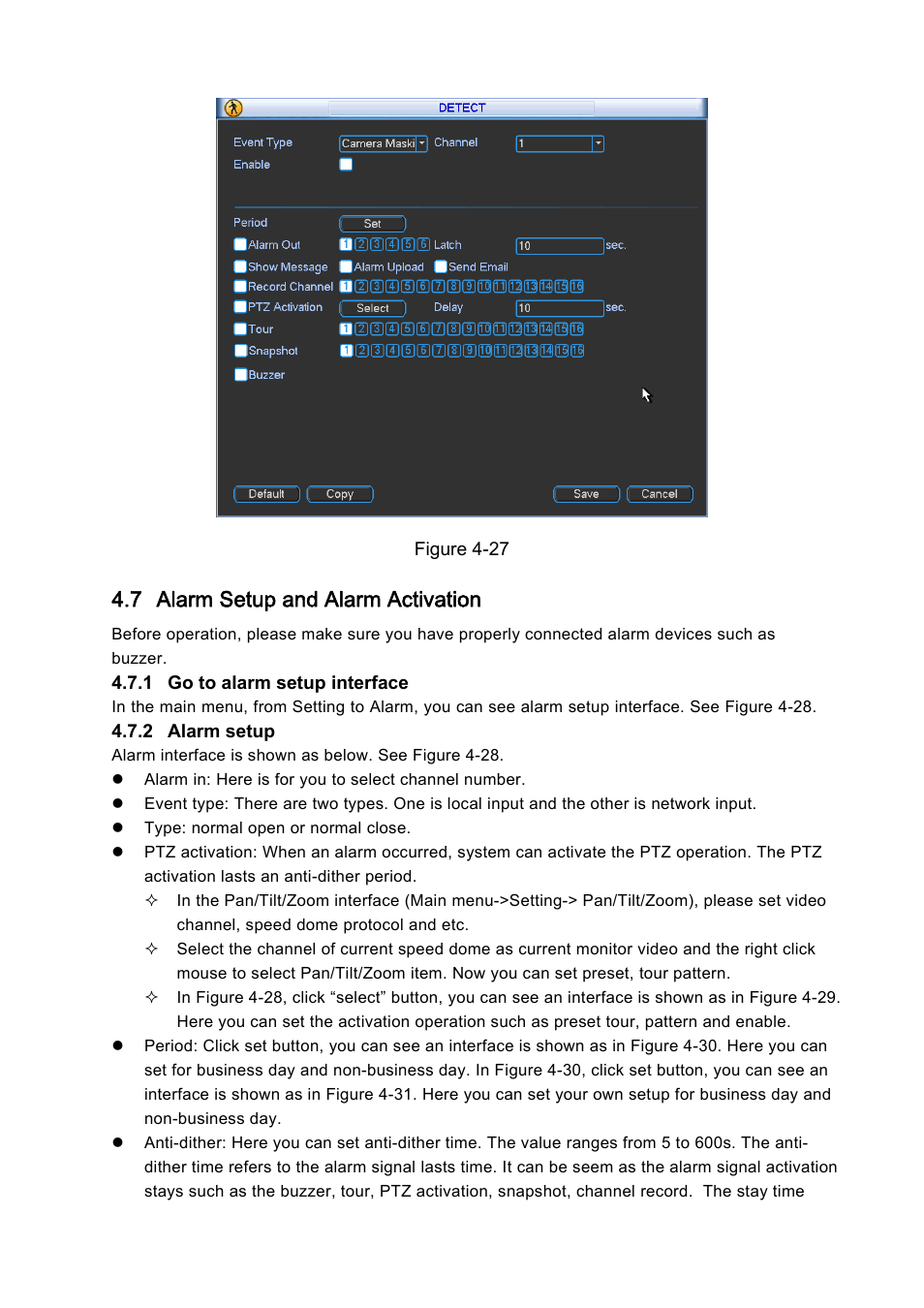 7 alarm setup and alarm activation | IC Realtime 4/8 H.264E HD SDI High Definition DVR User Manual | Page 106 / 234