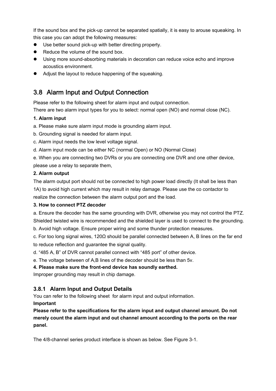 8 alarm input and output connection | IC Realtime 4/8 H.264E HD SDI High Definition DVR User Manual | Page 78 / 234