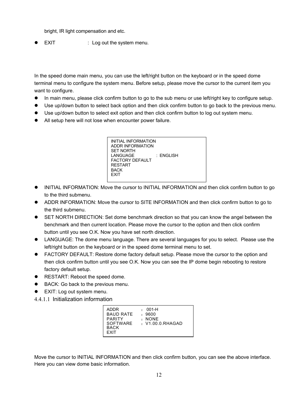 4 menu operation | IC Realtime 1080P (Full HD over coax) HD-SDI / HDcctv 20x Optical PTZ / IR User Manual | Page 19 / 37