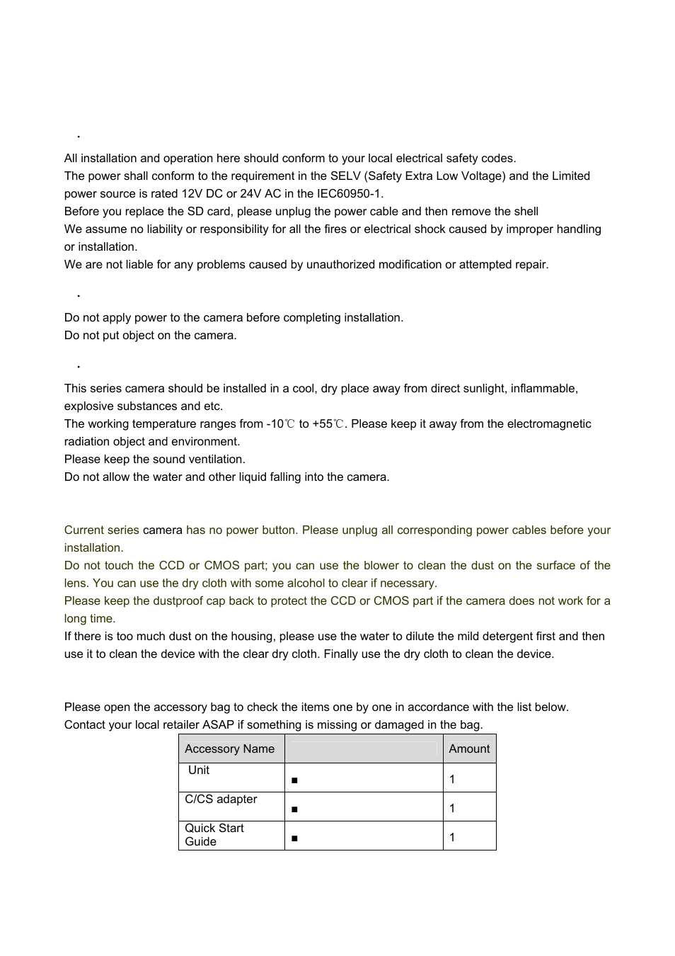 Important safeguards and warnings | IC Realtime HD-SDI High performance processor camera User Manual | Page 3 / 19