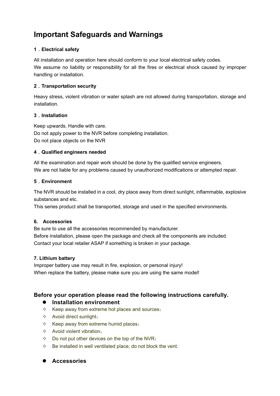 Important safeguards and warnings | IC Realtime 8/16/32 Channel 1.5U 8/16 PoE Network Video Recorder User Manual | Page 7 / 151