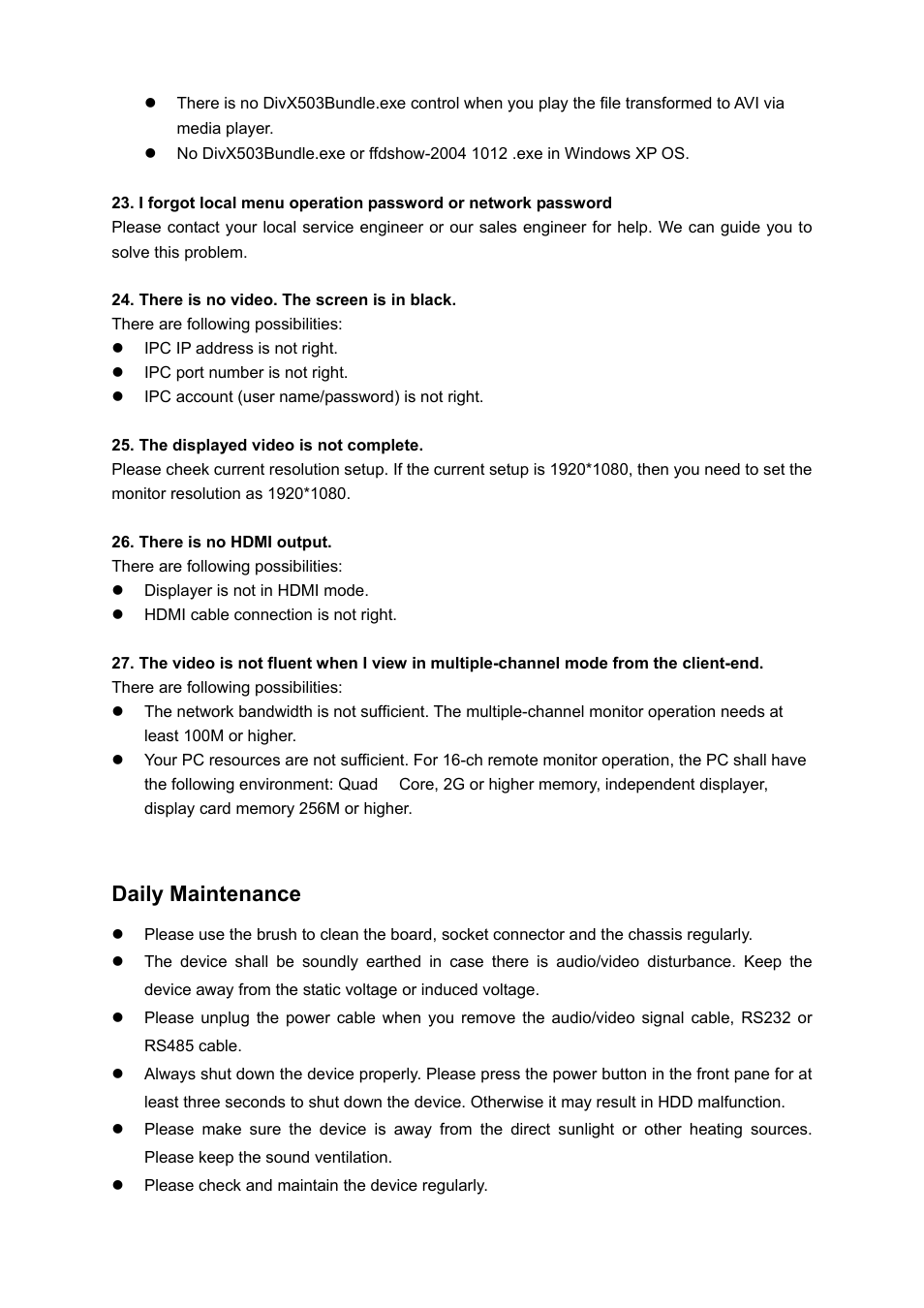 Daily maintenance | IC Realtime 4/8/16/32 Channel 2U Network Video Recorder User Manual | Page 147 / 161