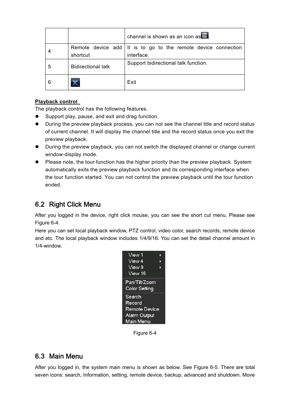 2 right click menu, 3 main menu | IC Realtime 4/8/16/32 Channel 2U Network Video Recorder User Manual | Page 36 / 161