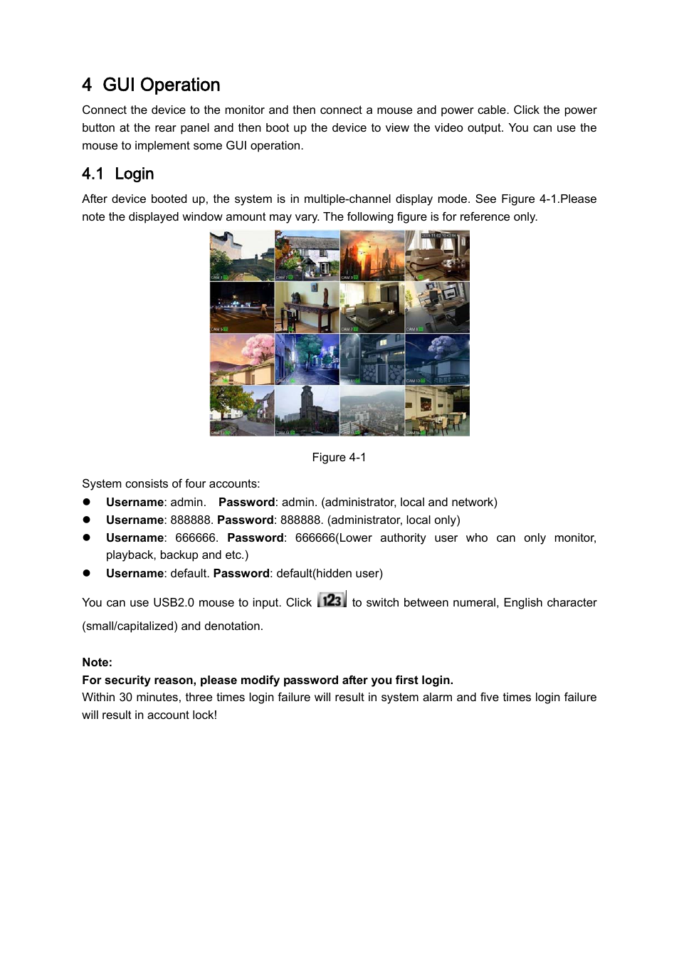 4 gui operation, 1 login | IC Realtime 4/8/16/32 Channel 1U PoE Network Video Recorder User Manual | Page 33 / 164